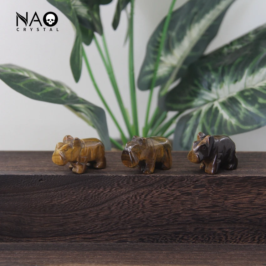 

1.5"Carving Hippo Statue Tiger eye Animal Figurine,Healing Stone Hippopotamus Sculpture Home/Office Decoration Gift