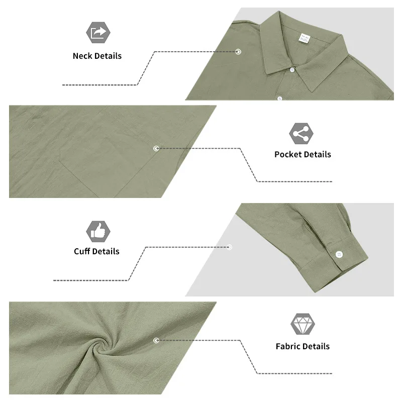 Men's Autumn Loose Trend Linen Solid Color Simple Lapel Long-Sleeved Shirt Beach Trousers Set