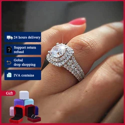 HOYON 14K White Gold Color 1 Carat Moissanite Square Ring for Women Bague Full White Loose Diamond Wedding Jewelry Free Shipping
