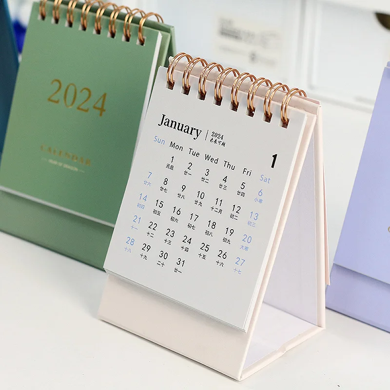 Mini Calendrier De Bureau Portable, Simple, Couleur Unie, Bricolage,  Calendrier De Bureau, Double Calendrier Quotidien, Planificateur De Table,  2023 - Calendrier - AliExpress