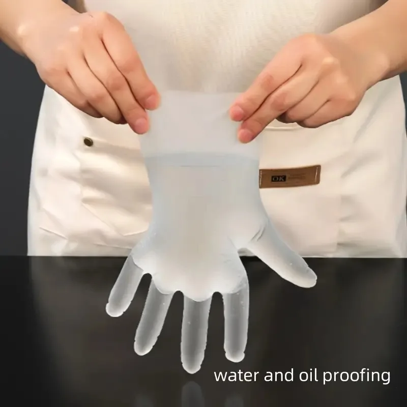 100PCS Disposable TPE Gloves Kitchen Bathroom Restaurant Camping Travel Waterproof Oil-Proof Household Cleaning Tools 3