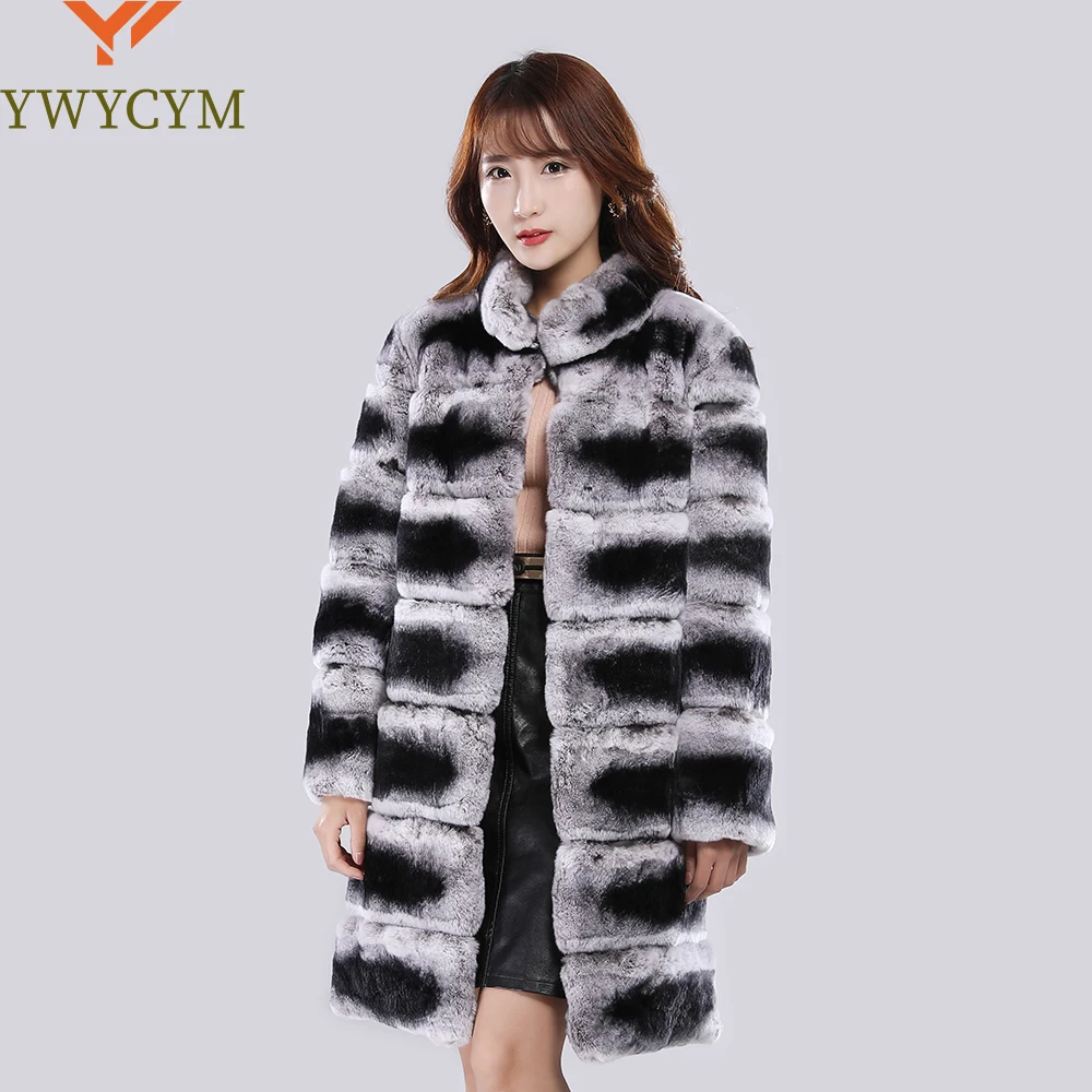 

New Fashion Fur Mandarin Collar Overcoats Autumn Winter Real Genuine Rex Rabbit Fur Coat Women Full Pelt Real Rabbit Fur Jacket