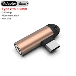 USB Type - C to 3.5mm Audio Adapter - Right Angle Design (Gold)