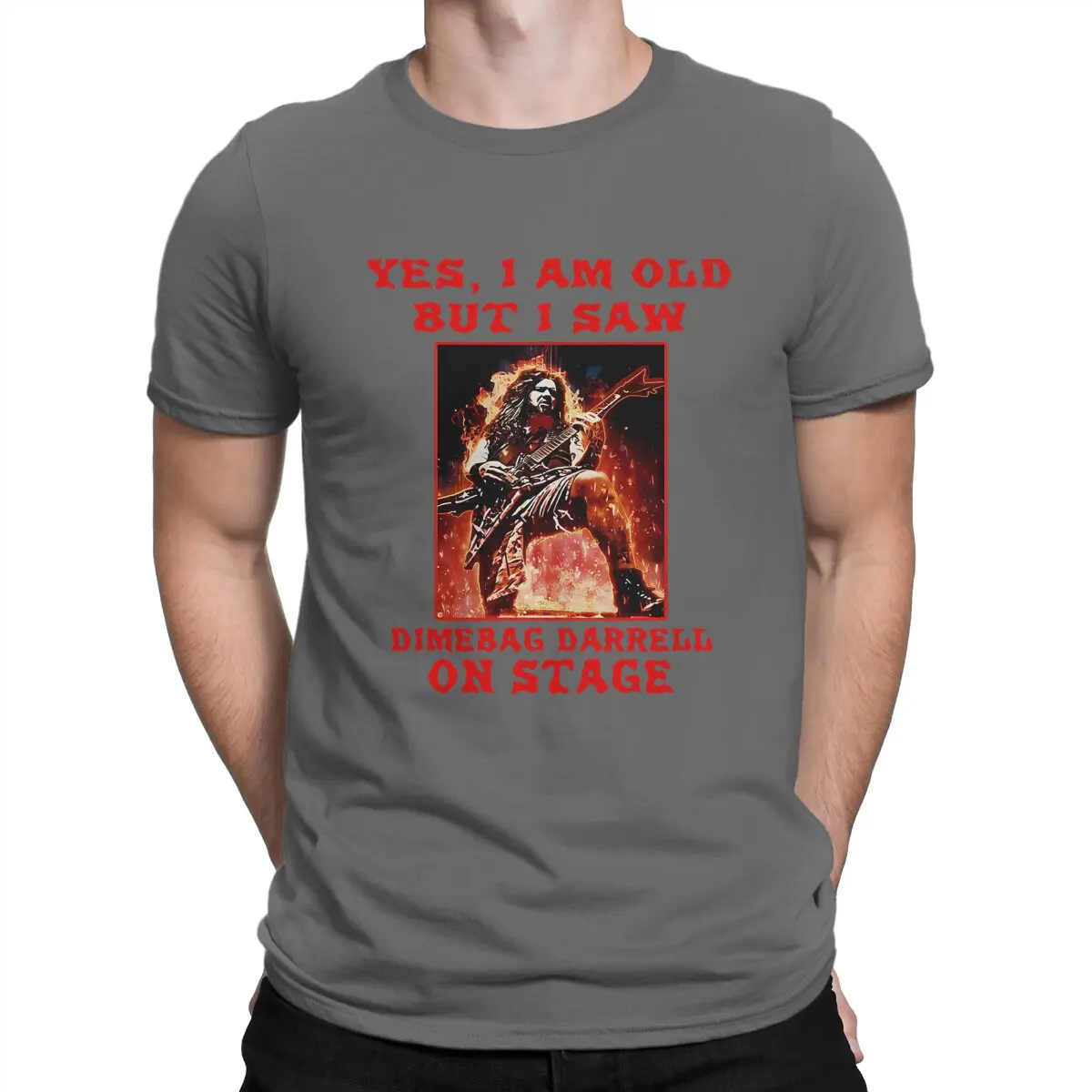 thumbnail image 1 of Camisetas para hombre "Sí, soy viejo, pero vi en el escenario" de Dimebag Darrell, camiseta única de algodón, camiseta de manga corta con cuello redondo., 1 of 7