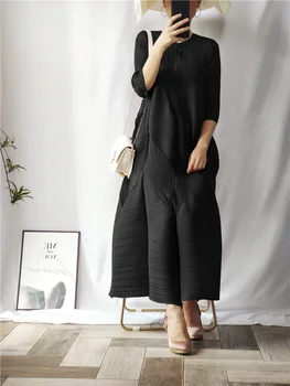 Miyake Pleated Bud Dress 2025 Spring Summer Lantern Long Dress Plus Size New Loose Bud Dress Causal Elegant Aesthetic Clothes 1