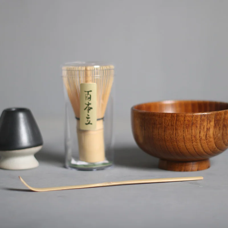 4pcs Matcha Tea Set Home Office Lounge Tea-Making Tools Wooden Tea Bowls Baaburi Accessories Japanese Ceremony Gifts