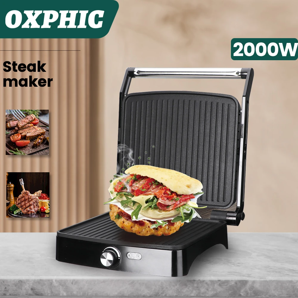 OXPHIC 2000W Home Appliance Electric Grill Machine Steak Maker Panini