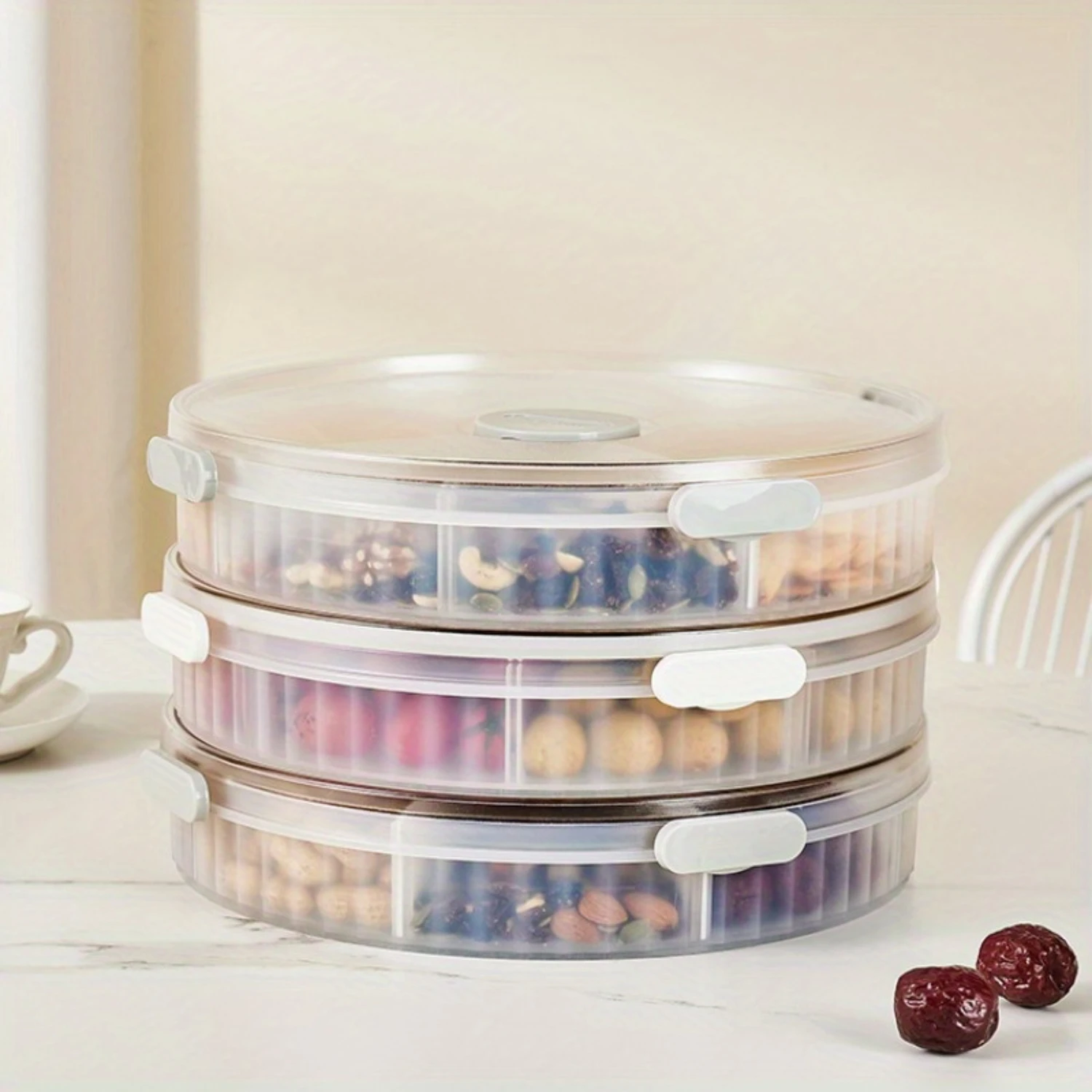1pc Adjustable Compartment Plastic Box-Multi-Purpose Snack Organizer with Large Capacity for Dried Fruit, Nuts, Seeds, and As