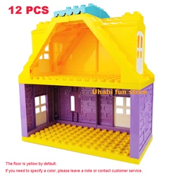 Deluxe Architectural Building Blocks Set - Children's Educational Toy with Furniture and Scene Accessories (YL roof purple wall)
