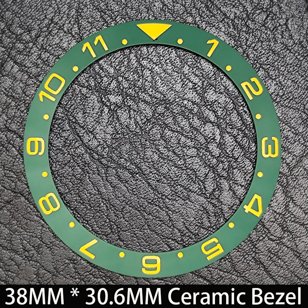 Elegant Blue Luminous Bezel GMT and Diving Watch Insert, Sloping 38mm x 30.6mm Ceramic/Aluminum