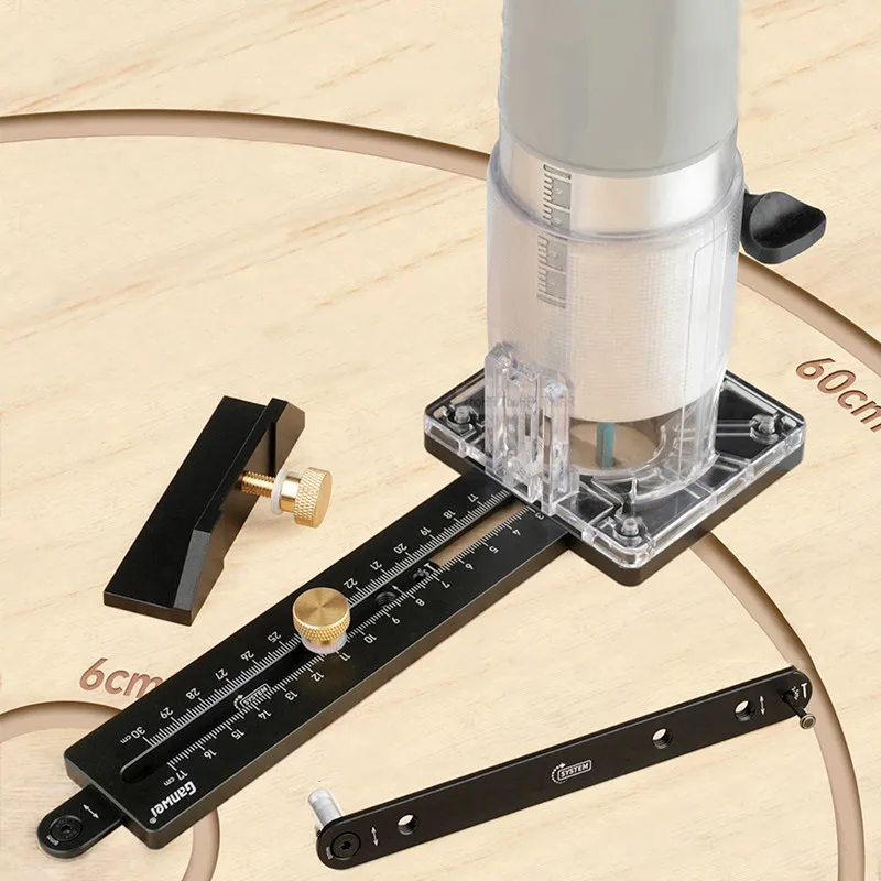 Woodworking Circle Cutting Jig for Electric Trimming Machine Wood Router Milling Circle Slotting Base DIY Tools with Scale Fence wood router machine trimming machine base slotting guide base