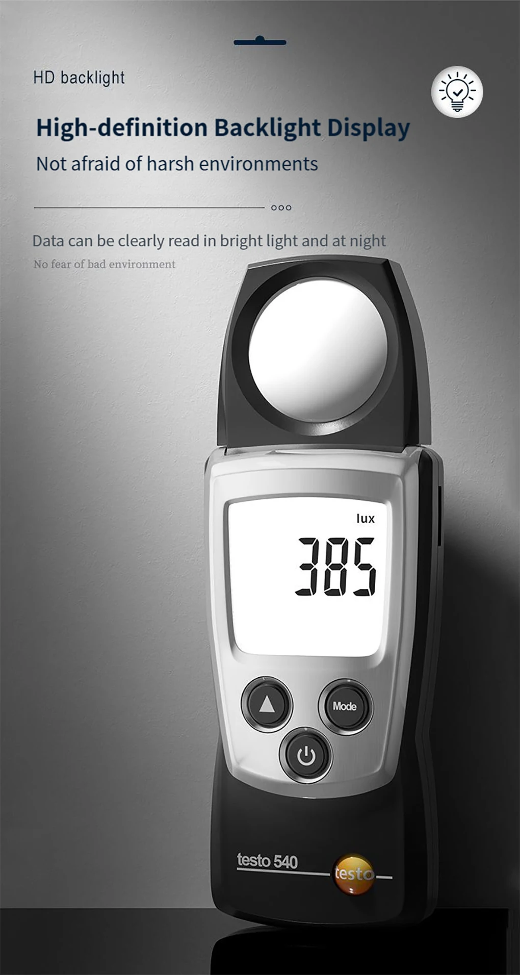 Testo 540 Digital Pro Light Tester High Precision Illuminance Meter 0 to 99999Lu