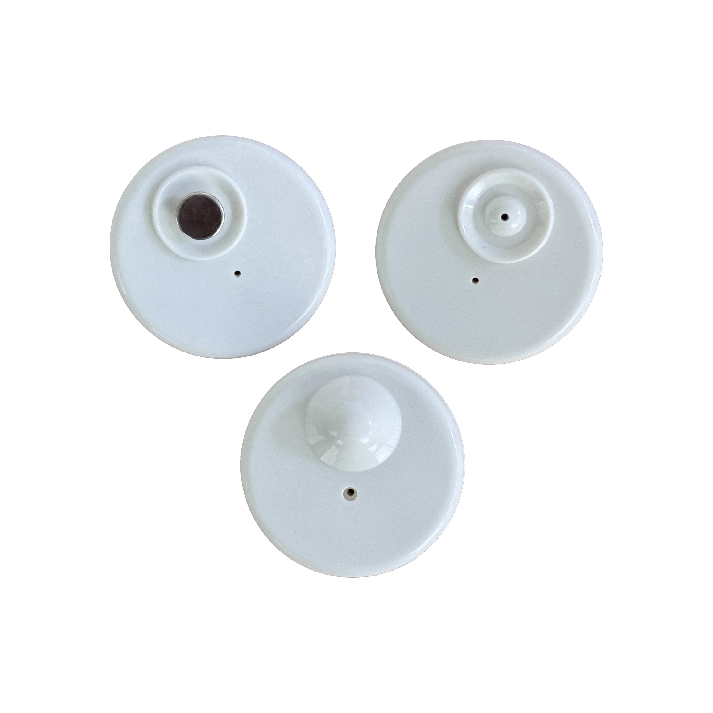 100 pcs Round White Security Tag for Clothing shop, RF 8.2MHz EAS system Anti-theft Hard Tag with pin for retail store