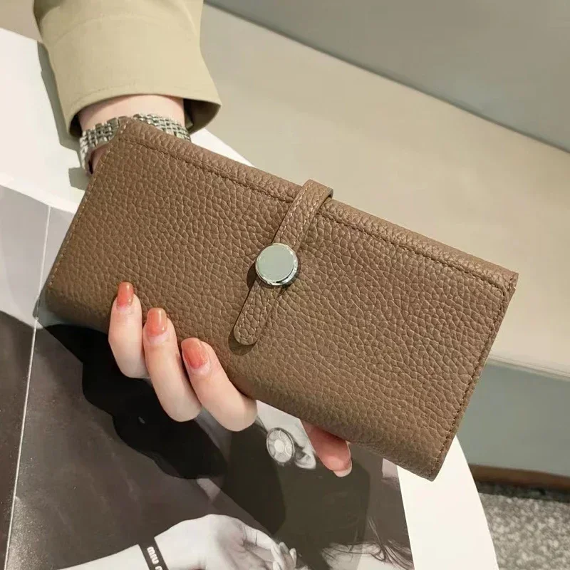 Luxury Women's Genuine Leather Clutch Wallet – Elegant Card Holder with Zippered Coin Pocket