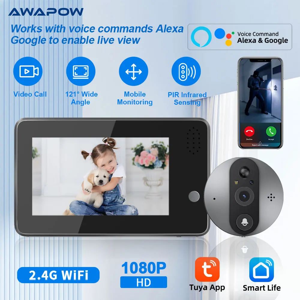 awapow-1080p-wifi-video-doorbell-43inch-night-vision-door-peephole-camera-motion-detection-voice-commands-live-view-door-bell