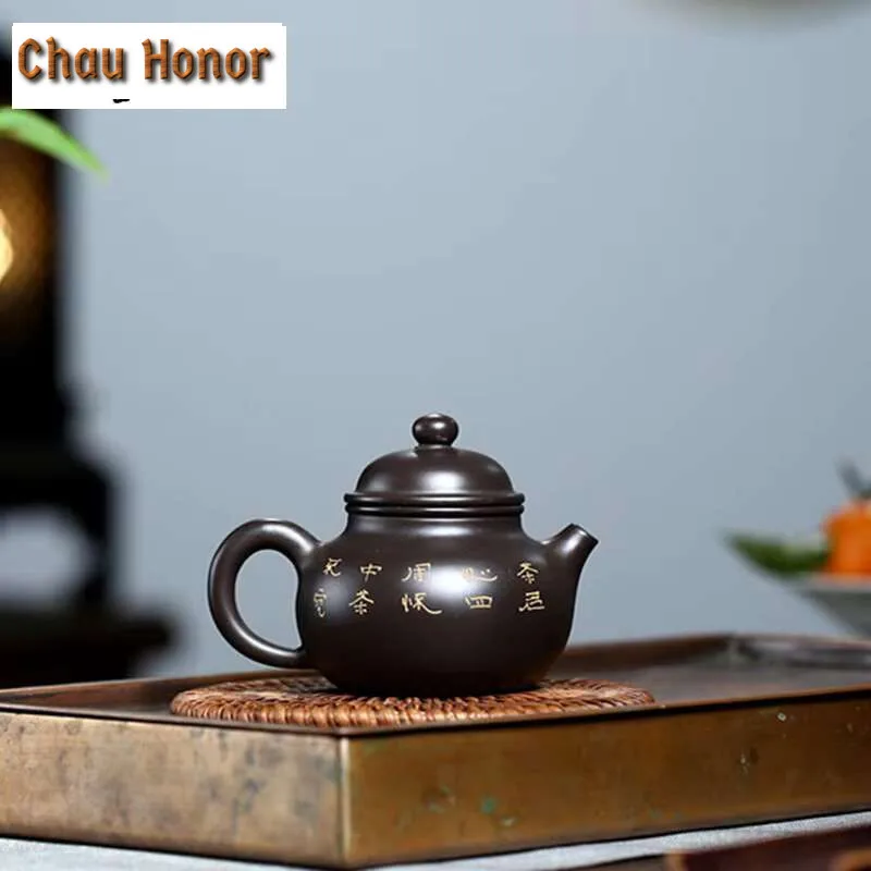 110ml Boutique Yixing Purple Clay Teapots Raw Ore Black Mud Hand Painted Tea Pot Household Zisha Filter Kettle Teaware Supplies