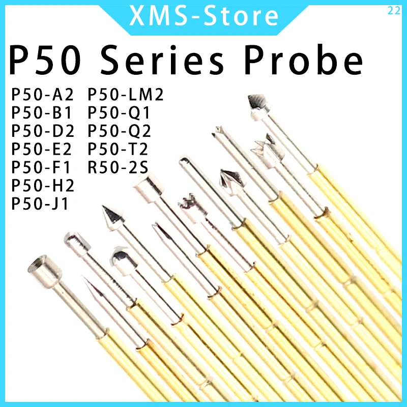 

1 pack/100pcs P50 series probe test pin Retractable spring thimble P50-A2/B1/D2/E2/F1/H2/J1/LM2/Q1/Q2/T2