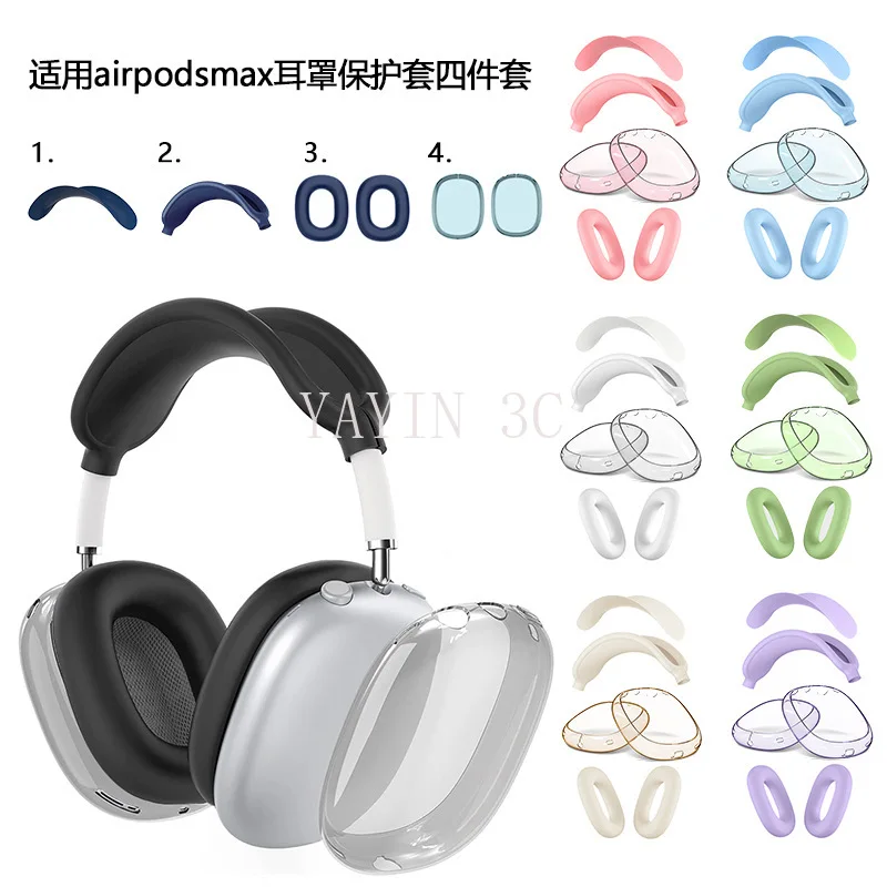 Clear Silicone & TPU Shockproof Headset Protector with Ear Cushion Cover