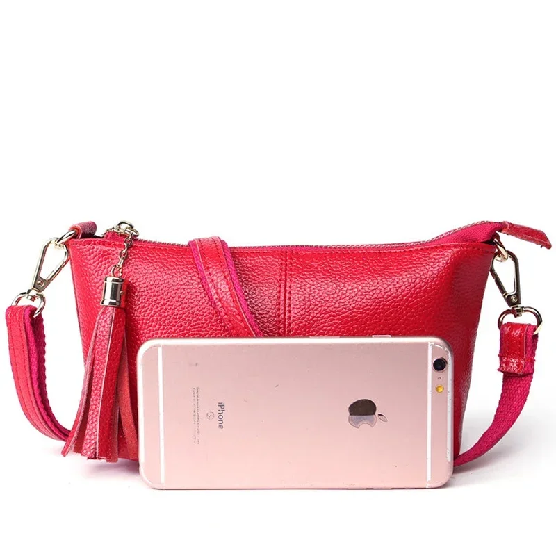 Women Crossbody Bags Genuine Leather Small Shoulder Handbag Female Purse Wallet Solid Messenger Bags Mobile Phone Bag