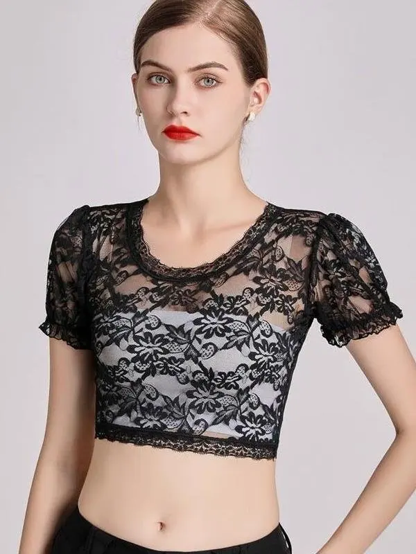 Sexy Fit Lantern ort Sved Umbilical Cord ort irt Pleated Polyester T-irt Women's Summer Faion  Color Top