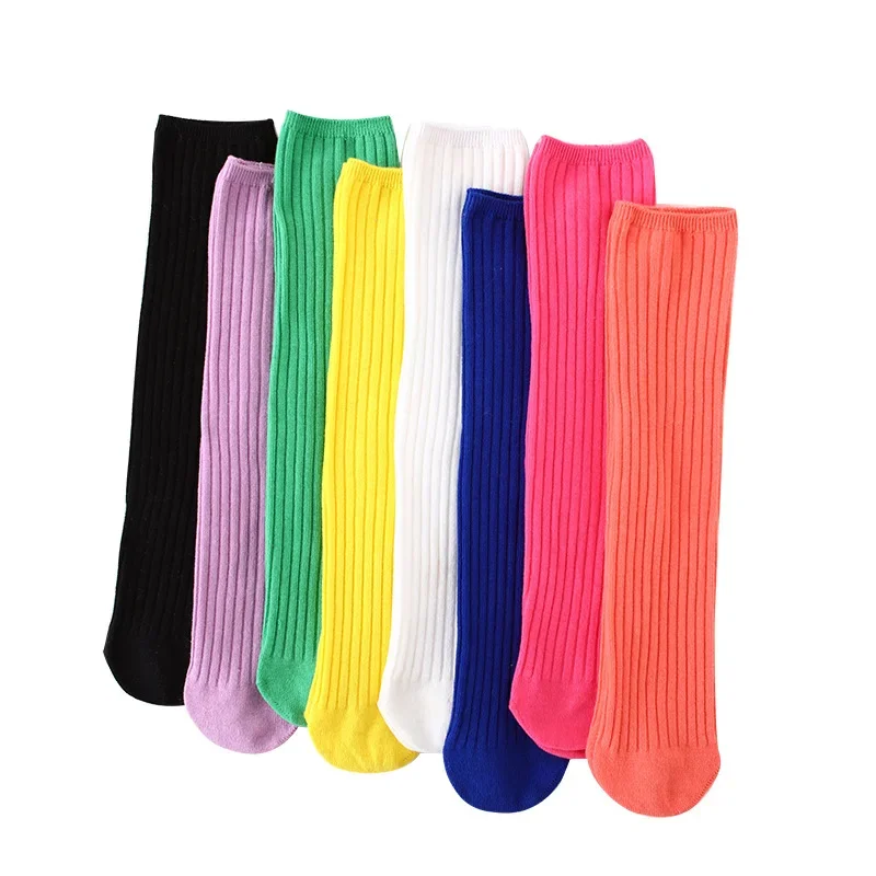 Children's High Knee Socks Kids Baby Cotton Candy Color Stockings Long Leg Warmers Cute Socks for Girl 3-12Y Children Clothes 5