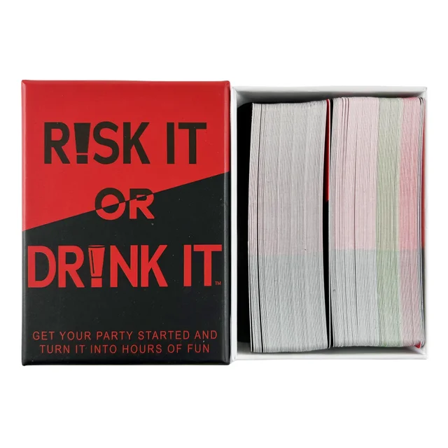 Risk It Or Drink It Jeu de fête amusant pour jeu de cartes universitaire Jeu de boissons Pré-jeu de nuit Hilarant Dares Défis Questions Adulte 2