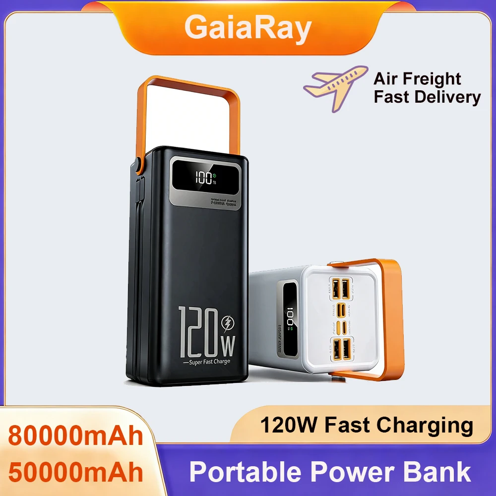 Gaiaray 80000mAh 50000mAh Batterie Externe Portable à Charge Rapide, Station d'Alimentation d'Urgence, Générateur Solaire pour le Camping et les Téléphones