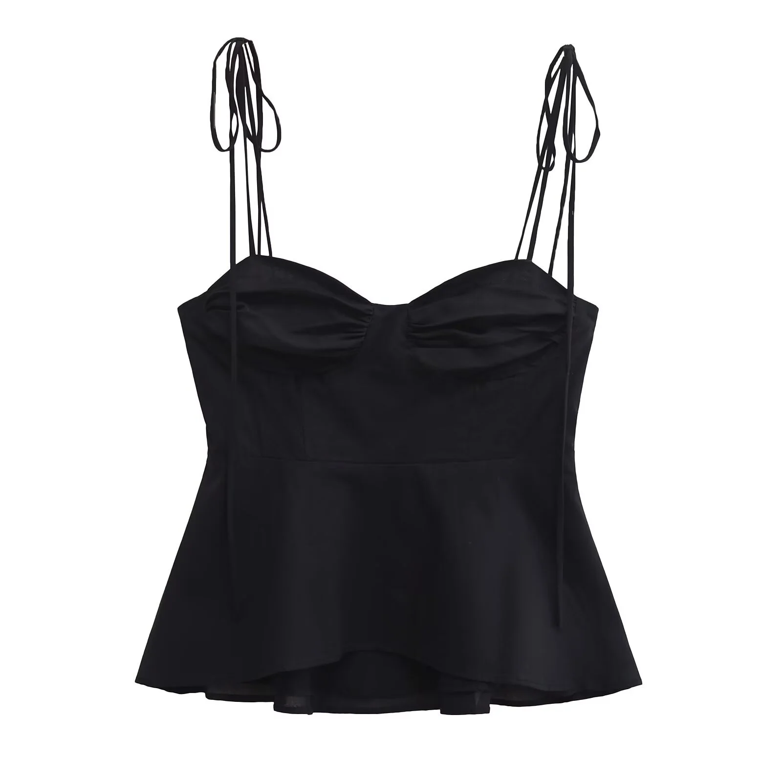 Women French Style Straps Bustier Tops Stacked Decoration Tied Thin Straps Side Zipper Female Camisole Sexy Fashion Streetwear