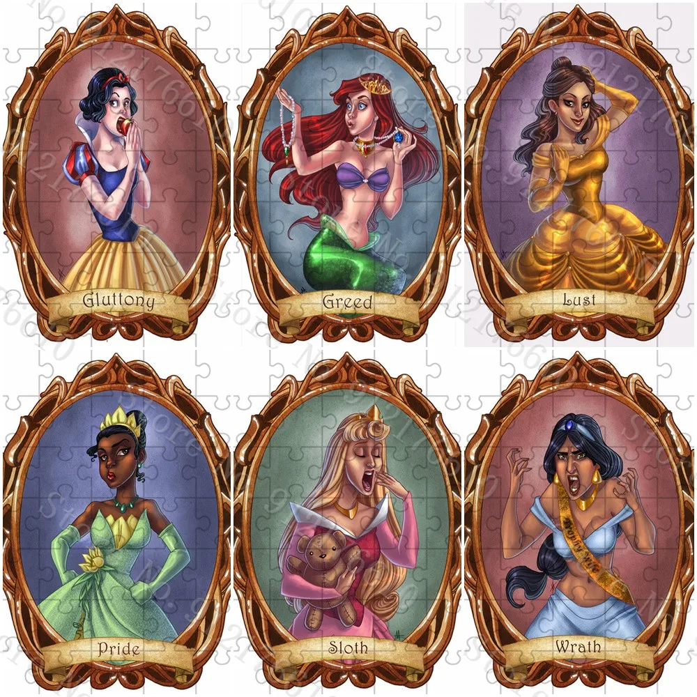 

Disney Dark Cartoon Princess Series 35 Pieces Mini Jigsaw Puzzles Nursery Cartoon Decompress Educational Puzzle Christmas Gifts