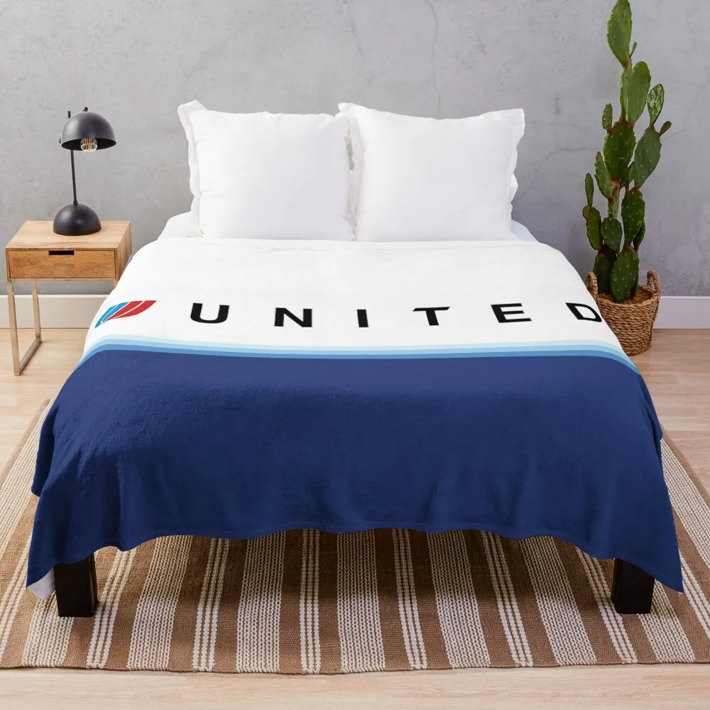

United Airlines Blue Tulip Livery Throw Blanket Moving Fluffy Shaggy Sofas Blankets