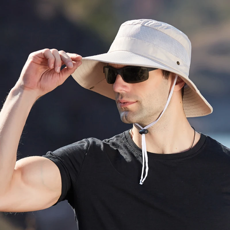 Hot Sale Xioguan 100% Polyester 9201 New Summer Breathable Fisherman Outdoor Mountaineering Big Eaf Sunshade Benni Hat_voghion.com