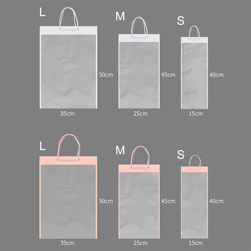 For Bouquet Gift Bag Packaging Bags Flowers Wrapping Transparent With Handle Florist Plastic Bag Party Supplies 10/20pcs