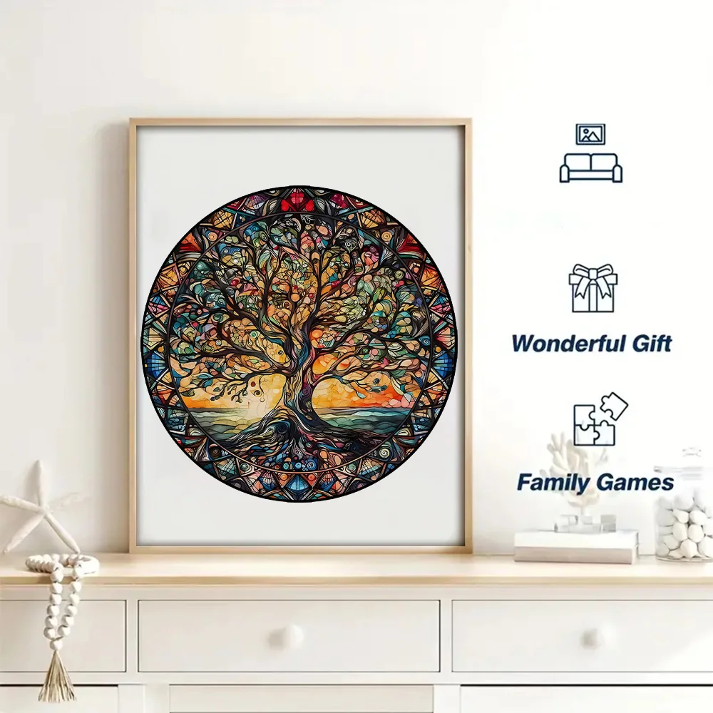 Wooden Puzzles for Adults, Tree of Life Puzzle Uniquely Irregular Animal Shaped Wooden Jigsaw Puzzles, Creative Gift for Kids 4