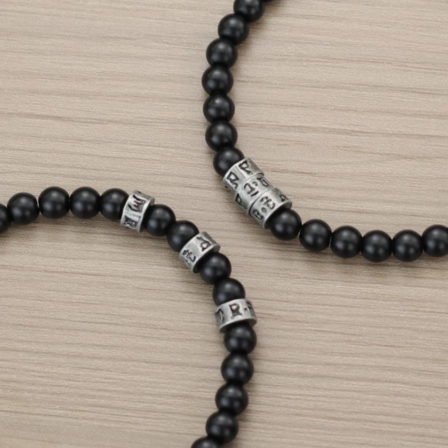 Men Black Lava Onyx Stone Meditation Yoga Bracelet Set