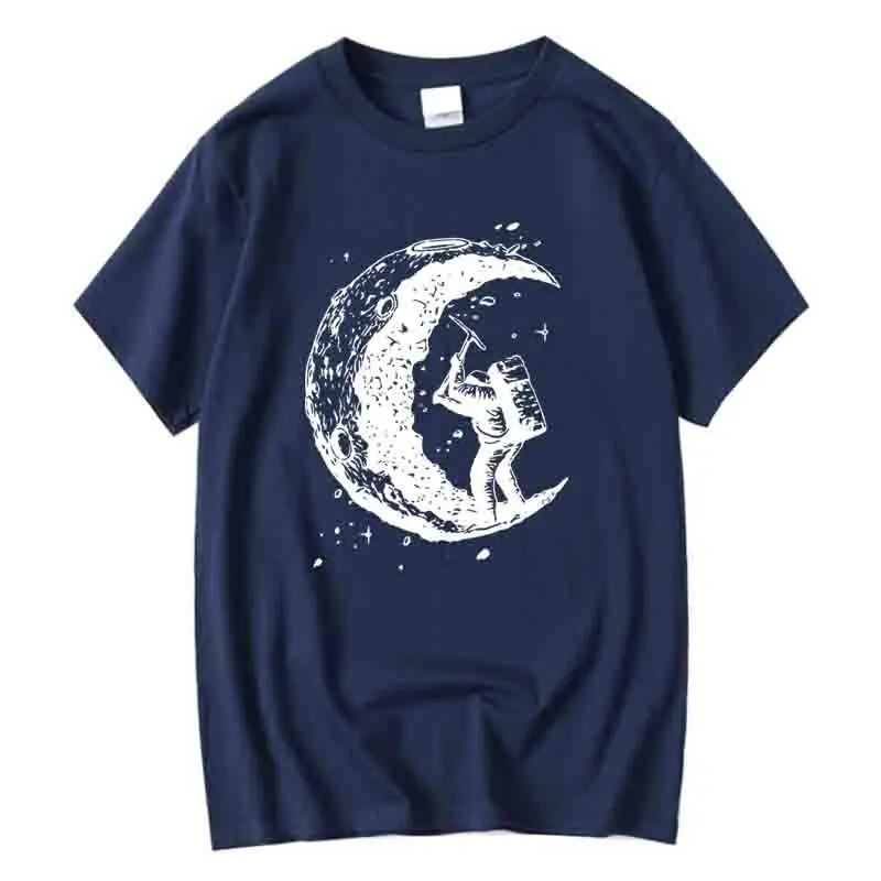 Men's High Quality 100% Cotton Moon Print Casual Summer Cool Short Sleeve Men Tshirt Loose t-shirt Male Tee Shirts Male Tee Tops 6 S58235ced90294a619877bfa661edc1adz