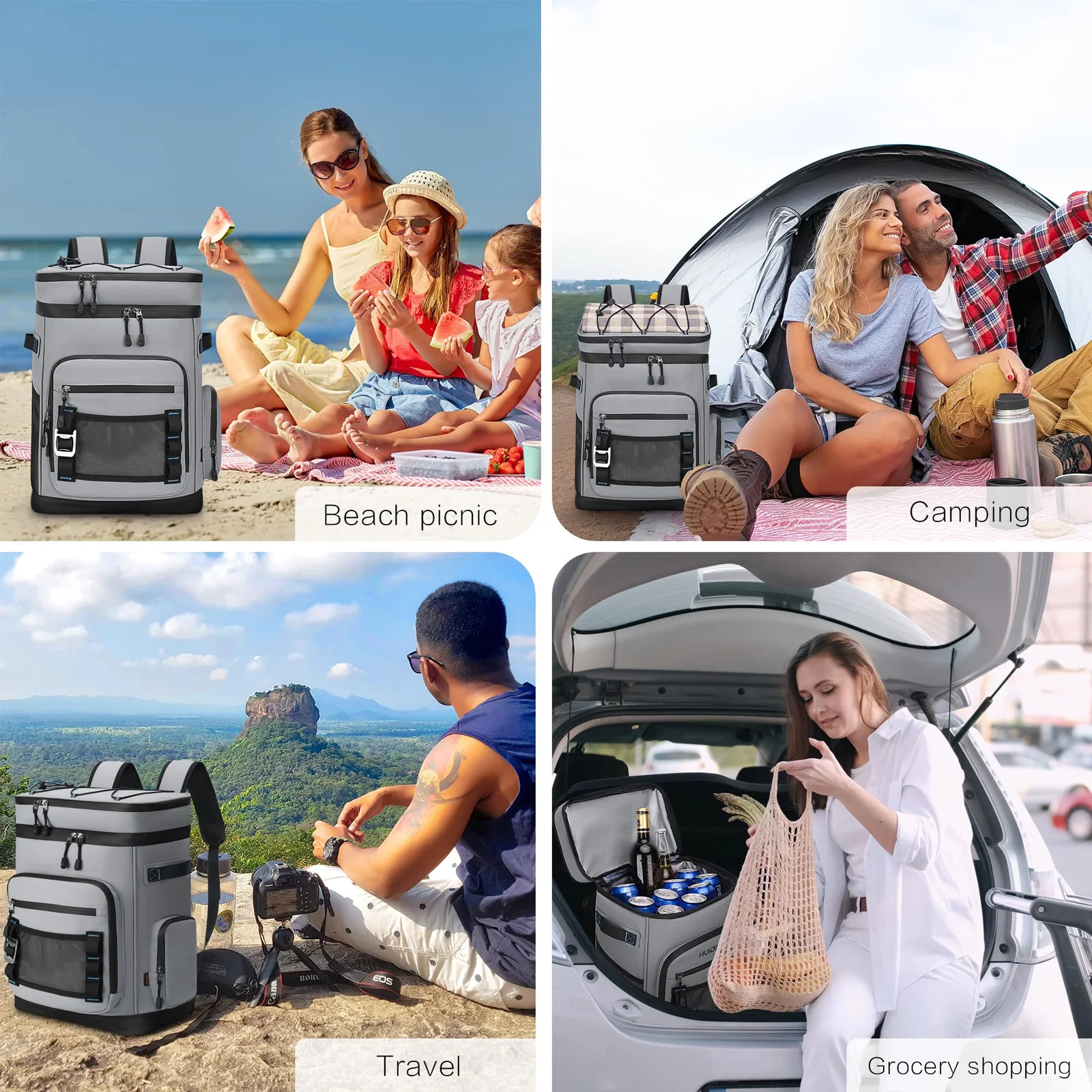 30L Large Waterproof Insulated Cooler Backpack for Men & Women Leak Proof Cooler Backpack Cooling Thermal Bag for Camping Picnic