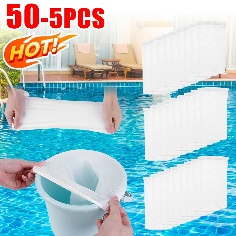 5-50pcs Pool Skimmer Socks Elastic Nylon Mesh Design Pond Debris Leaves Filters Basket Skimmers Swimming Pool Clean Accessories