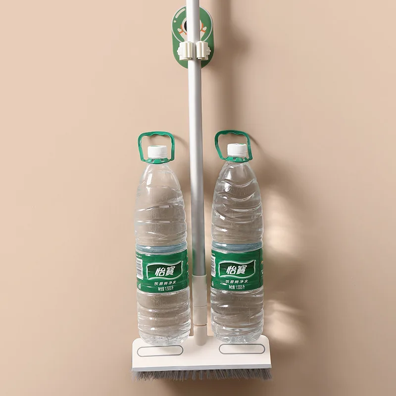 Essential Bathroom Organizer: No-Drill Mop & Broom Hook-Robust Adhesive Rack with Super Strong Glue, Effortless Cleaning Tool