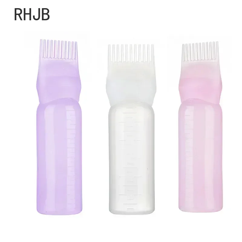 Hair Oil Applicator Bottle 3 Color Salon Hair Oil Applicator Bottle Professional Hairdressing Dyeing Comb Bottles Barbershop Hairdresser Coloring Supplies