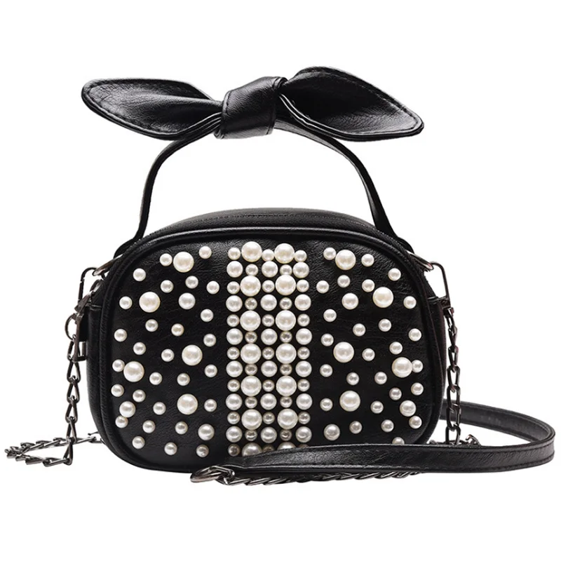 

Женская сумка с бантом, маленькая круглая сумка с жемчугом