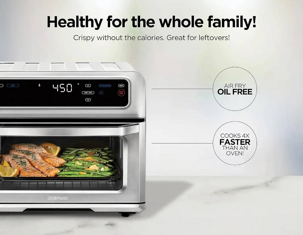 CHEFMAN Air Fryer Toaster Oven XL 20L, Healthy Cooking & User Friendly, Countertop Convection Bake & Broil, 9 Cooking Functions