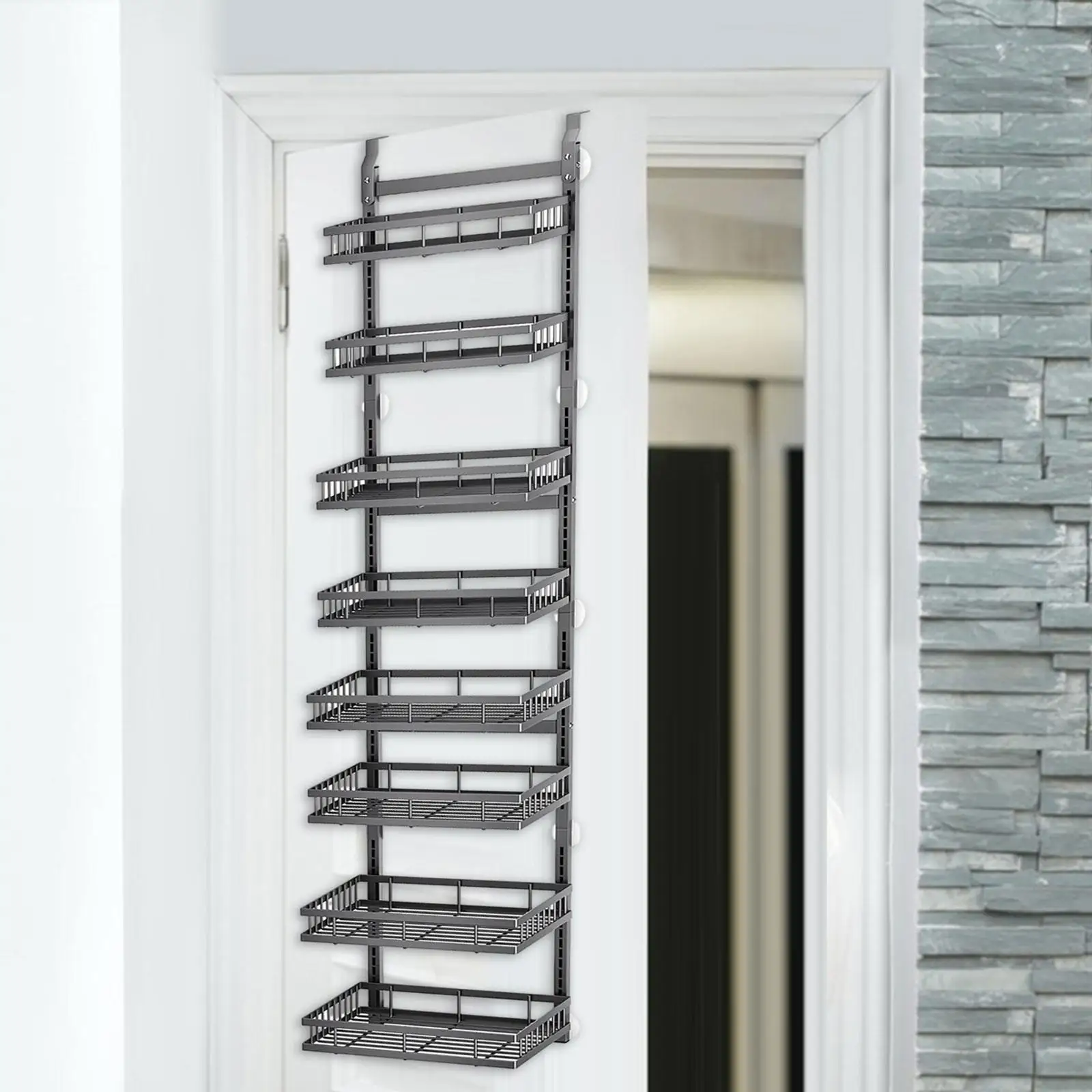 Rangement Epices Organisateur De Garde-manger à Suspendre Sur La Porte 8 Niveaux Noir P 010456321750 Porte Epice