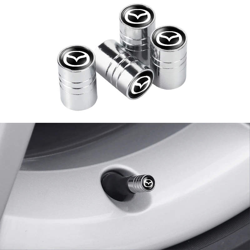 4pcs Car Logo Wheel Tire Valve Air Valve Stem Caps For Mazda 3 Alexa