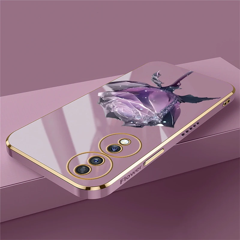 Luxury Plating Silicone Flower Shockproof Phone Case Cover