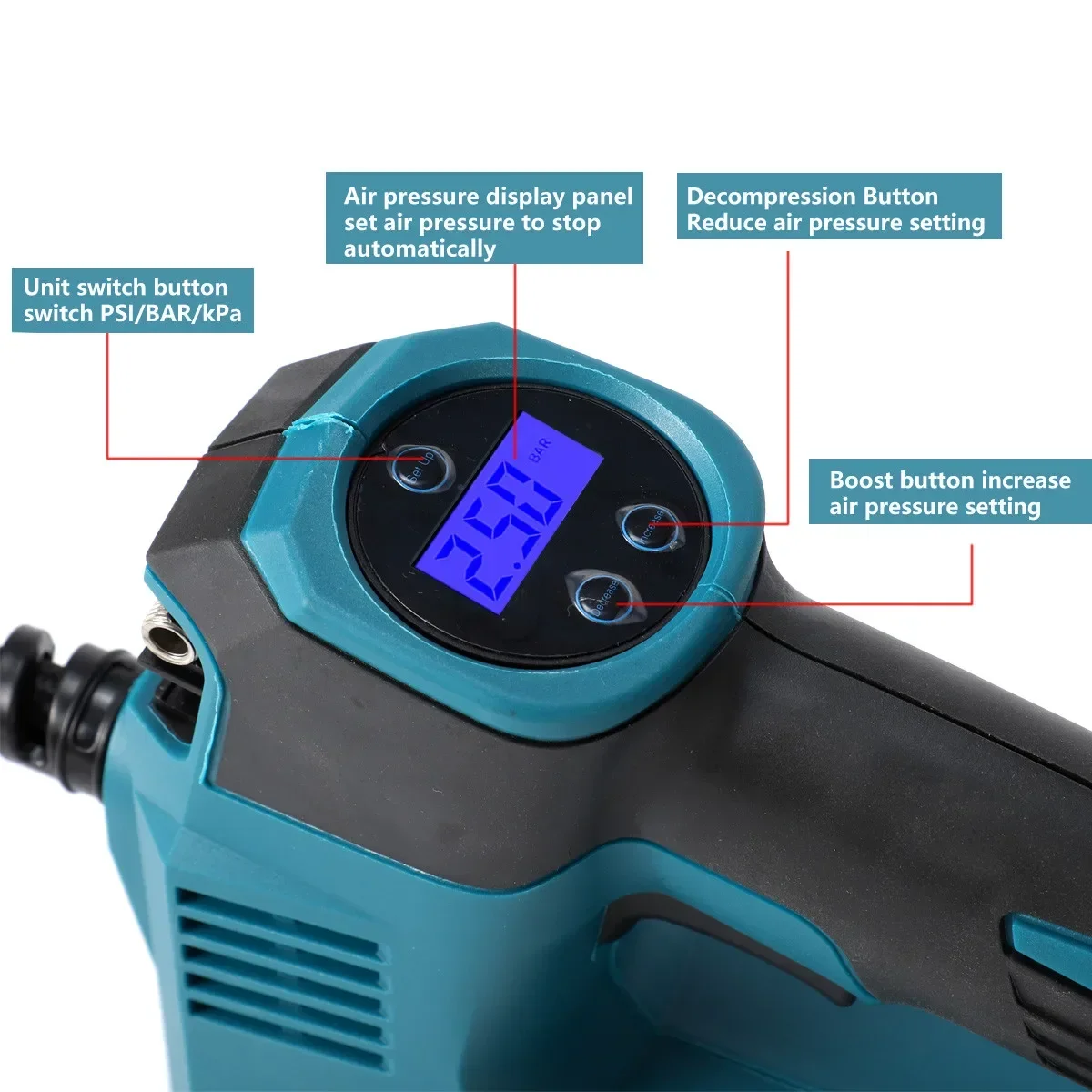Cordless Electric Air Pump For Car Bicycle Tires Balls Portable Car Tire Inflator Air Compressor For Makita 18V Battery
