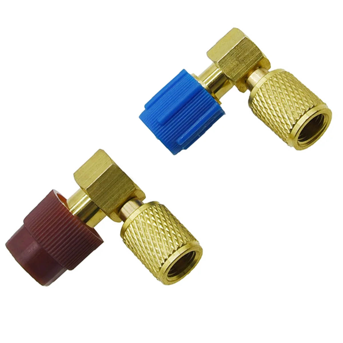 A78E-2PCS A/C 충전 어댑터는 R12 포트를 R134a 빠른 연결 해제 개조 커넥터 90도로 변환합니다.