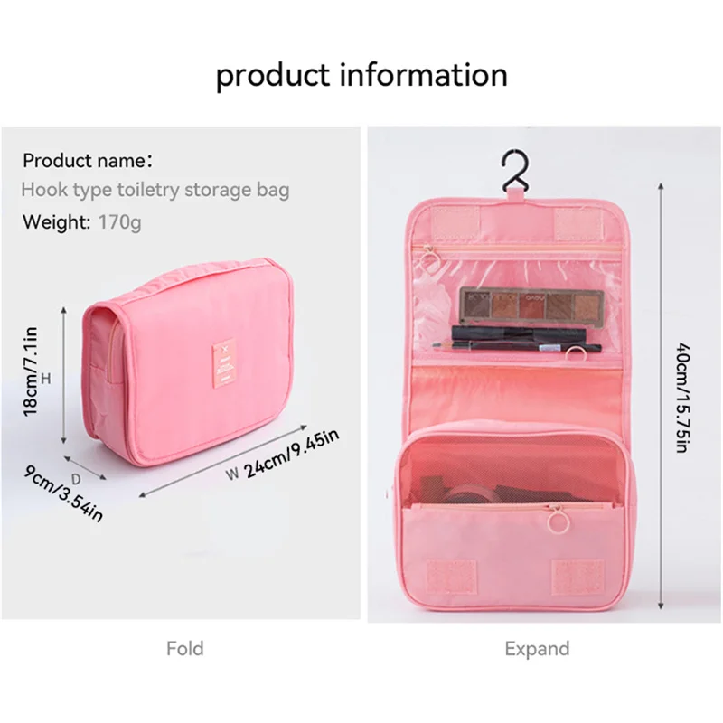 Men And Women Twill Hook Portable Large Capacity Waterproof Makeup Bag Multifunctional Travel Toiletry Storage Bag