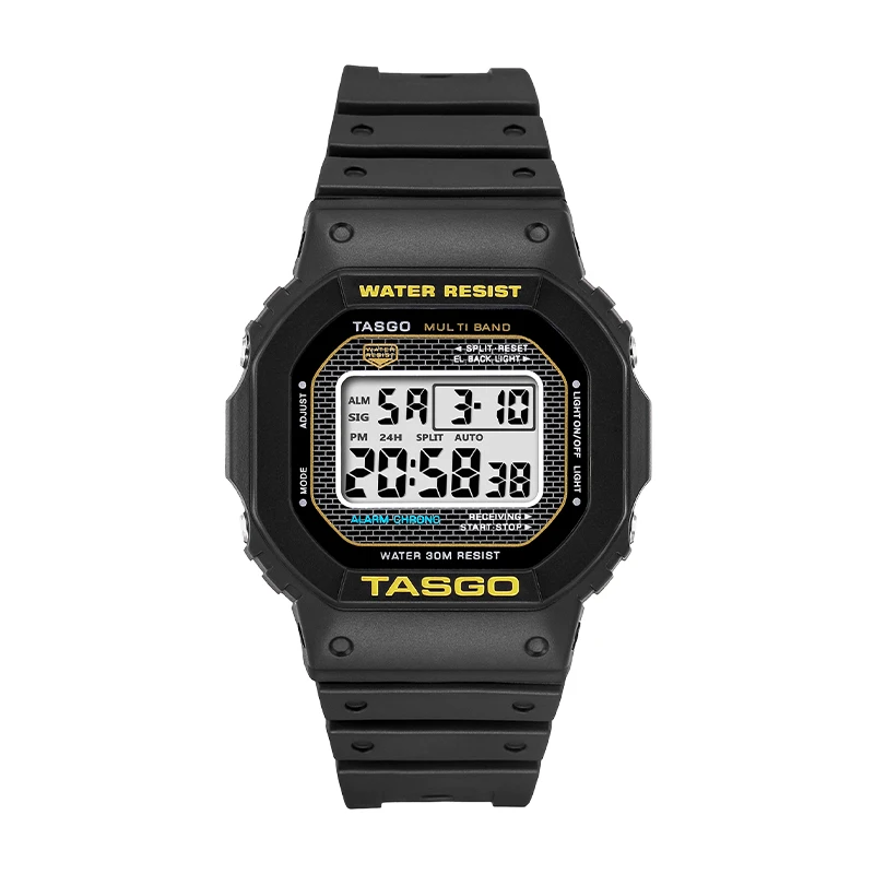 

TASGO T110 Sports Men's Quartz Digital Watch Full Function LED Auto Hand Lifting Lamp Square 43MM Waterproof 5600 Oak Series