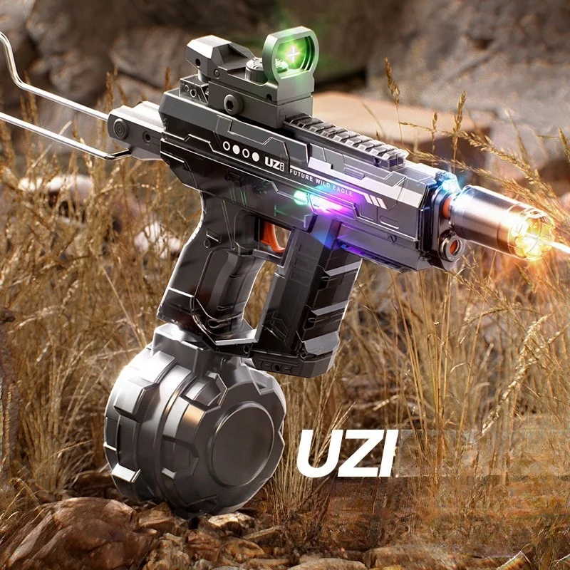 2024 Hot Sale Electric continuous firing UZI water gun pulse linkage chamber flame special effect children's water play toy 5