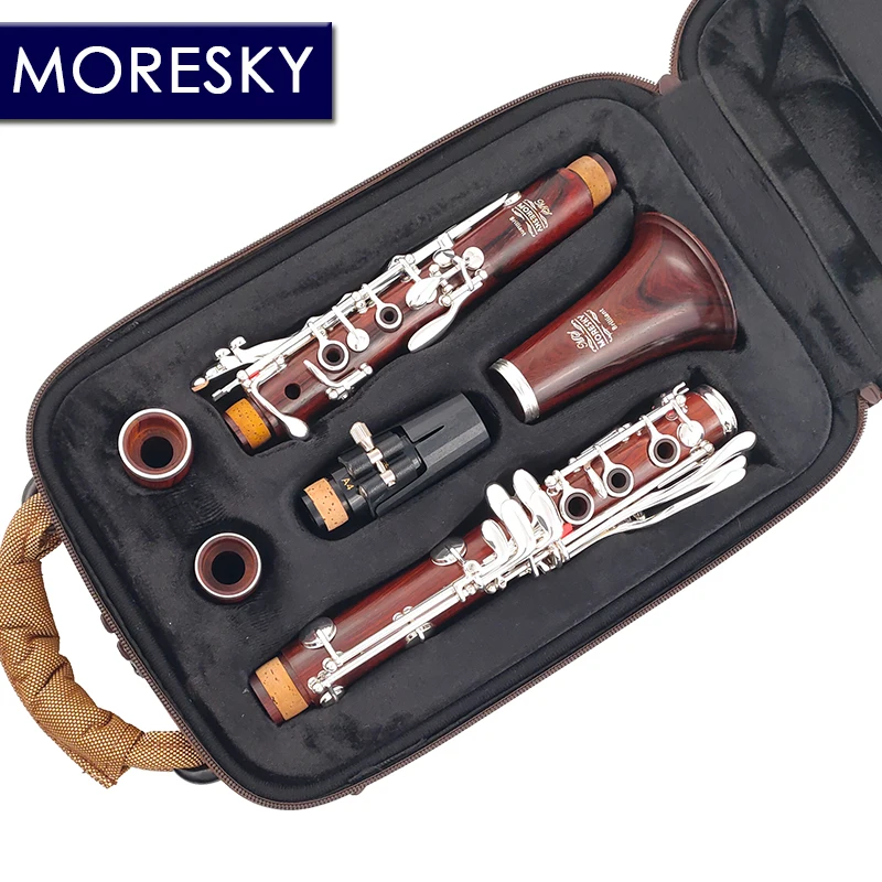 MORESKY Cocobolo Wood Professional Clarinet Bb Silver Plated Keys Sib Klarnet